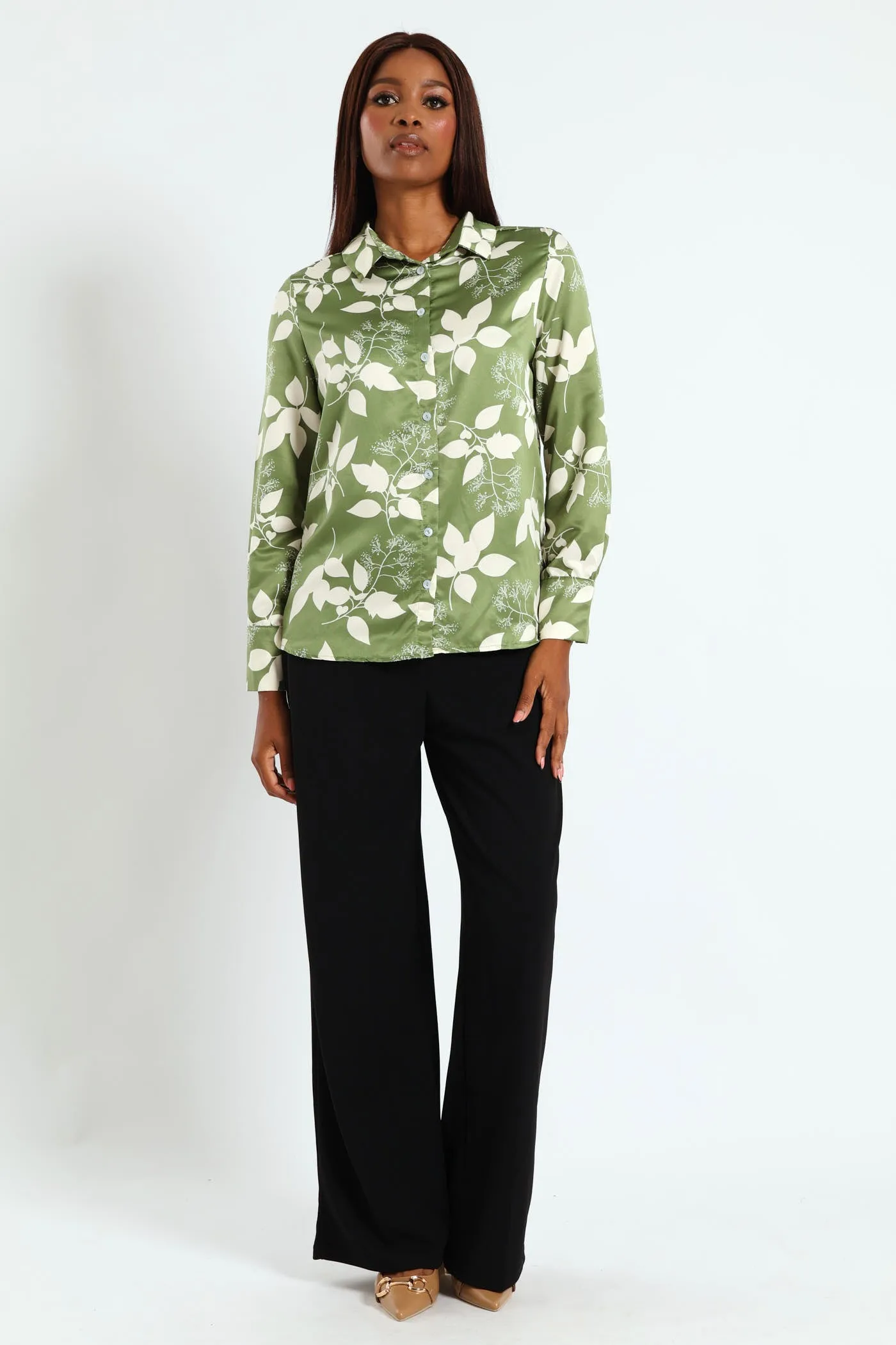Floral Satin Shirt - Green sold by Edgars product image thumbnail 5