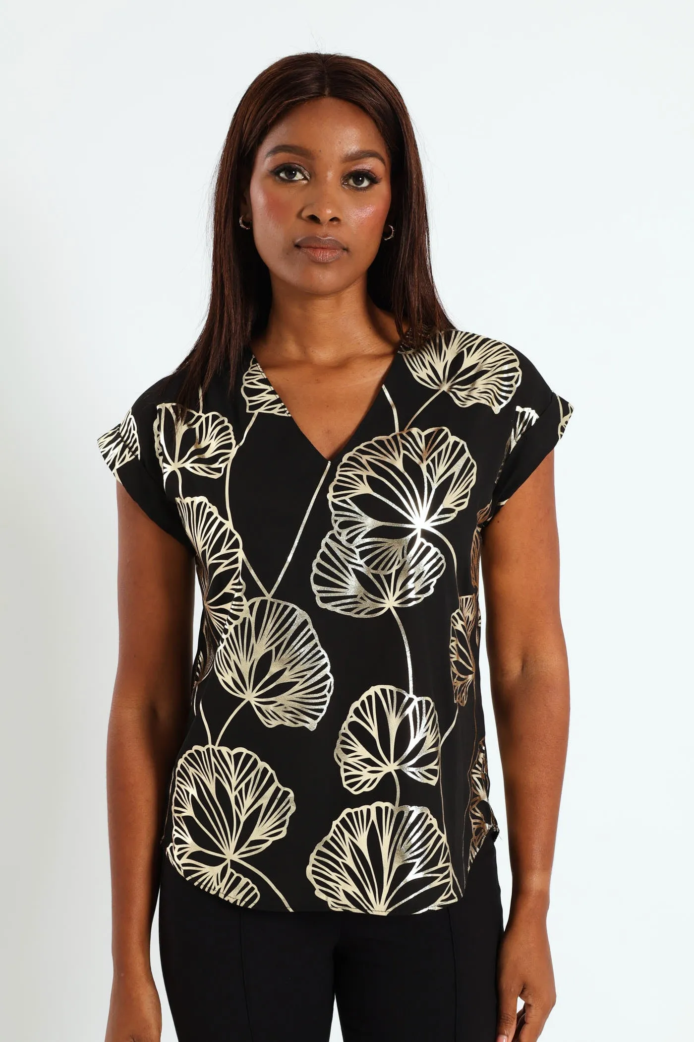 V-Neck Short Sleeve Formal Tee - Black sold by Edgars