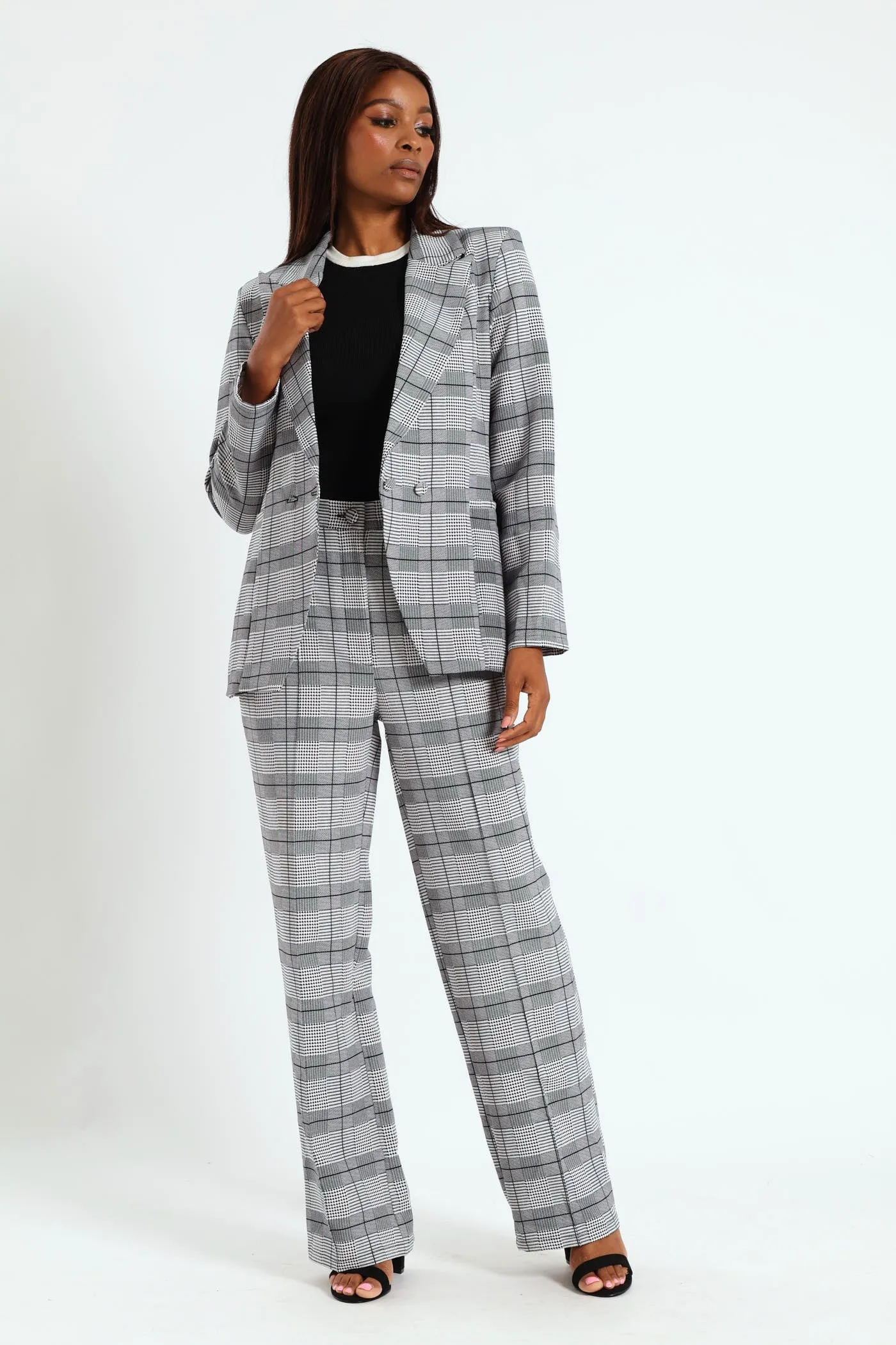 Pintuck Houndstooth Straight Leg Pant - Grey sold by Edgars product image thumbnail 2