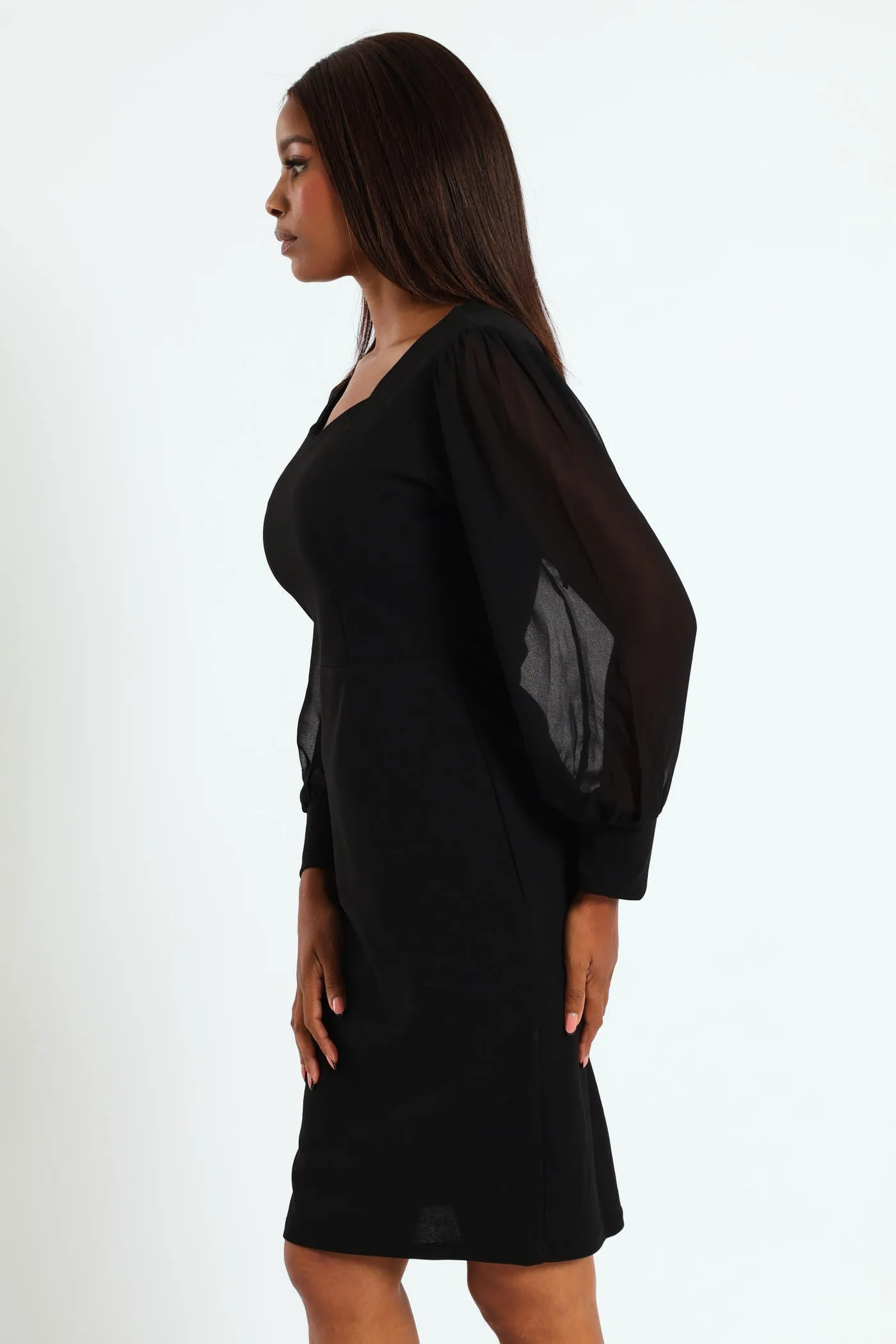 Sweetheart Neck Knitwear Combo Dress - Black sold by Edgars product image thumbnail 3
