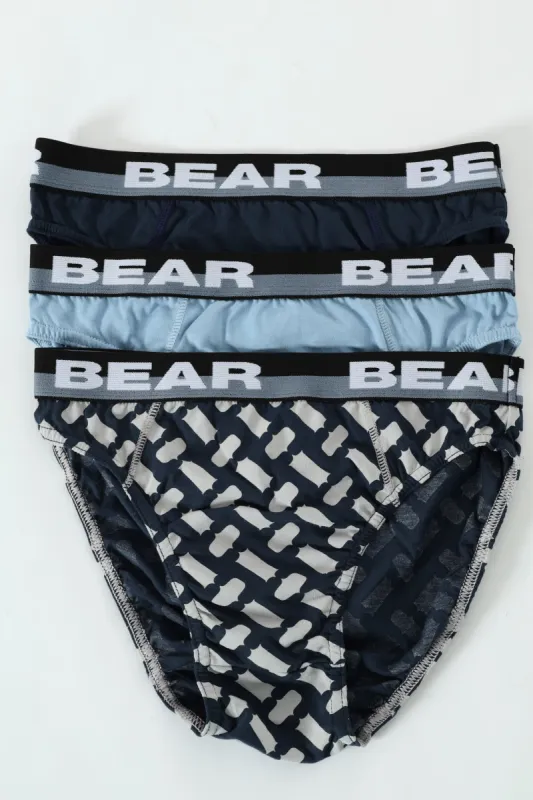 3 Pack Mini Briefs - Blue/Navy/Chain Design sold by Edgars 