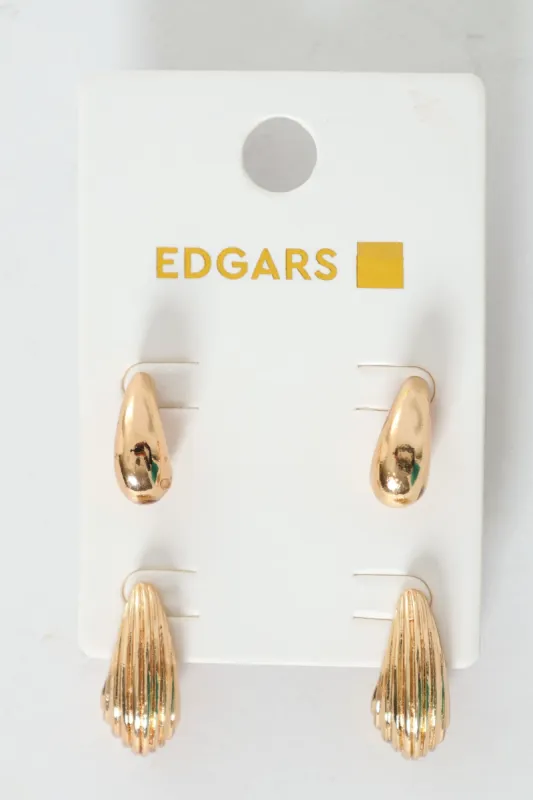 2 Pack Bubble Rigid Stud Earrings - Gold sold by Edgars