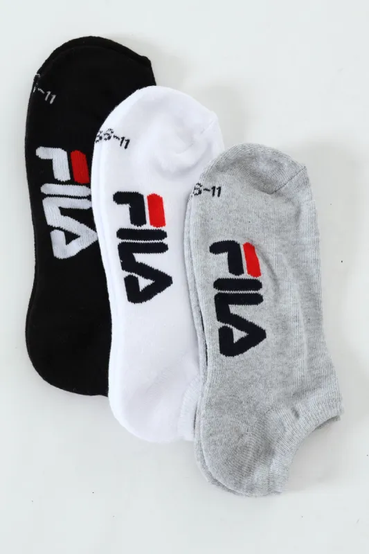 3 Pack Luke No Show Socks - White/Black/Grey sold by Edgars