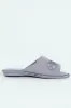 Quilted Open Toe Slipper With Flower Detail - Grey sold by Edgars 