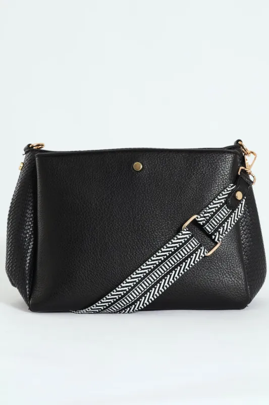 Multi Compartment Crossbody Bag - Black sold by Edgars
