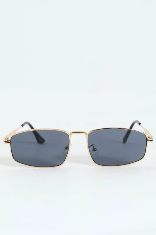 Slim Metal Frame Sunglasses - Gold sold by Edgars