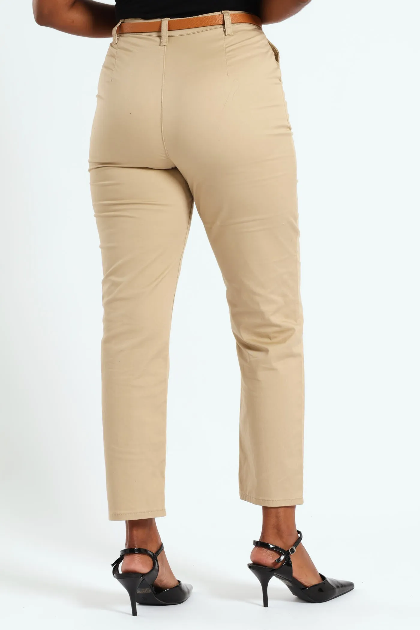 Belted Stretch Sateen Chino Pant - Stone sold by Edgars product image thumbnail 3