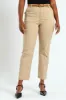 Belted Stretch Sateen Chino Pant - Stone sold by Edgars