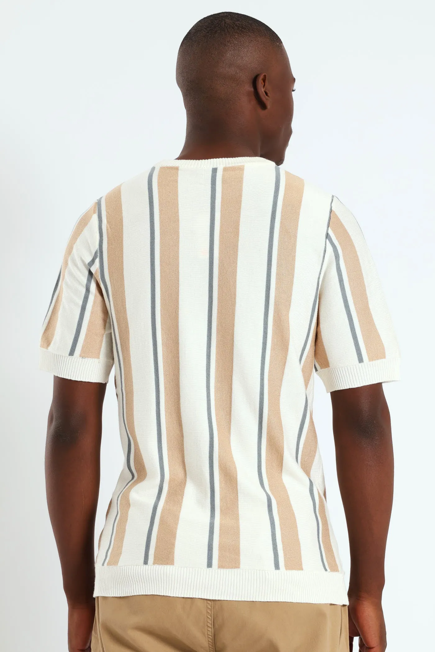 Stripe Knit Fine Gauge Crew Tee - Off White sold by Edgars product image thumbnail 2