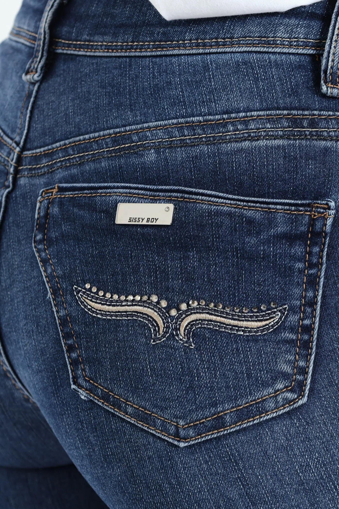 Axel Skinny Jean With Back Pocket Embroidery Detail - Mid Blue sold by Edgars product image thumbnail 5