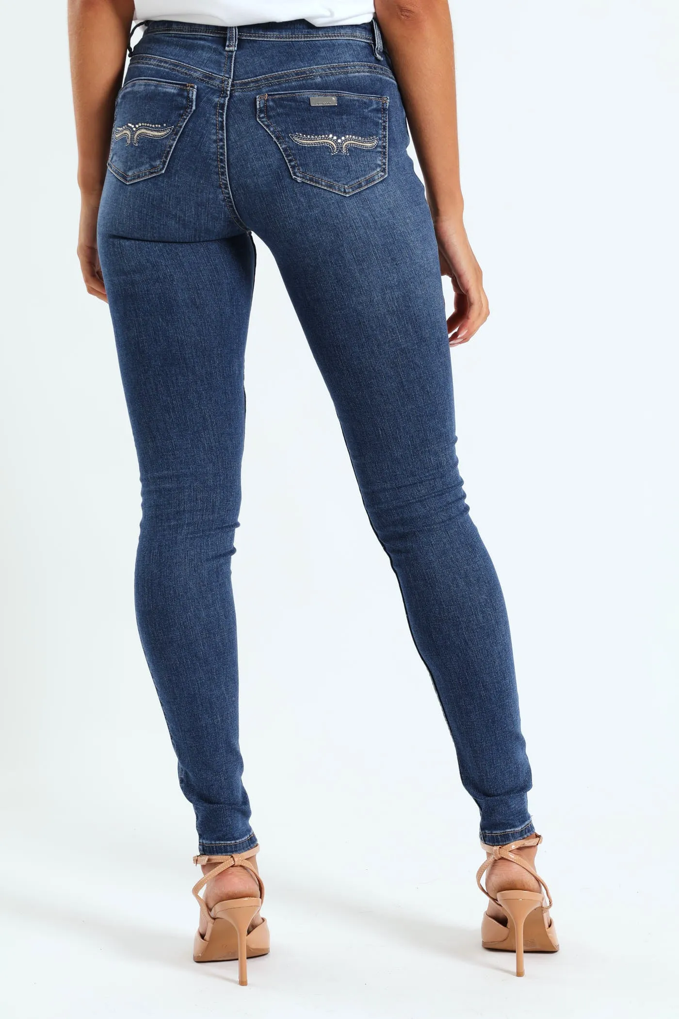 Axel Skinny Jean With Back Pocket Embroidery Detail - Mid Blue sold by Edgars product image thumbnail 2
