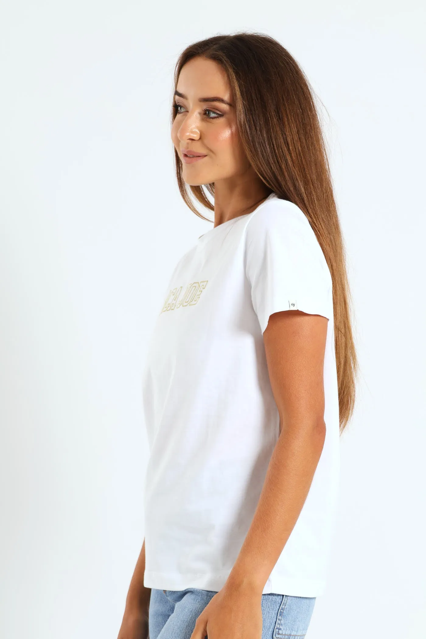 Gold Lurex Embroidery Crew Tee - White sold by Edgars product image thumbnail 3