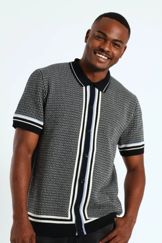 Tipped Button Through Cardigan - Dark Navy sold by Edgars