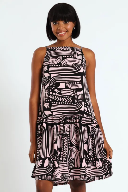 Hi-Neck Drop Waist Mini Dress sold by Edgars
