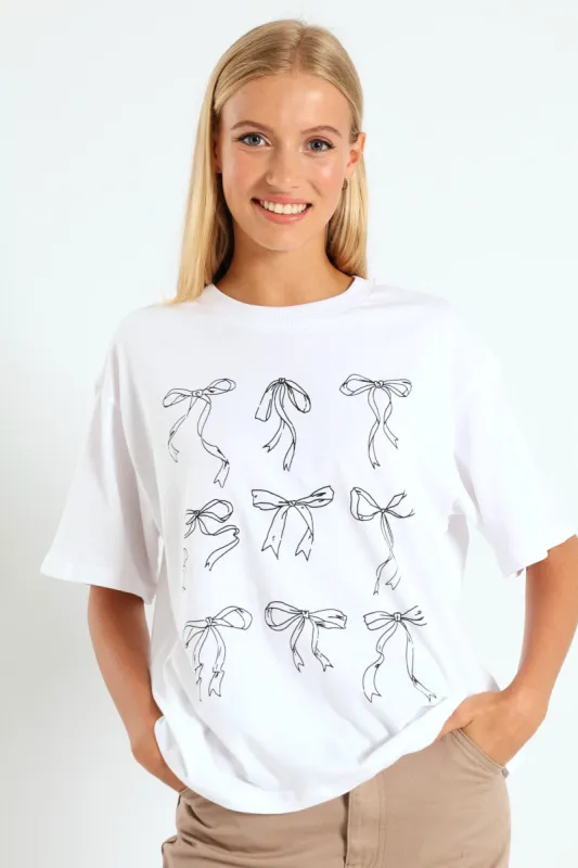Oversized Printed Tee - White sold by Edgars 
