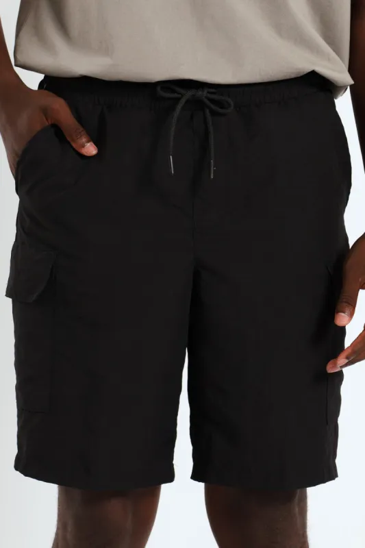 Nylon Cargo Pull On Short - Black made by Edgars
