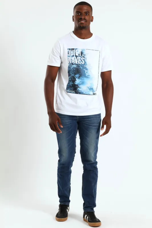 Waves Front Print Tee - White sold by Edgars