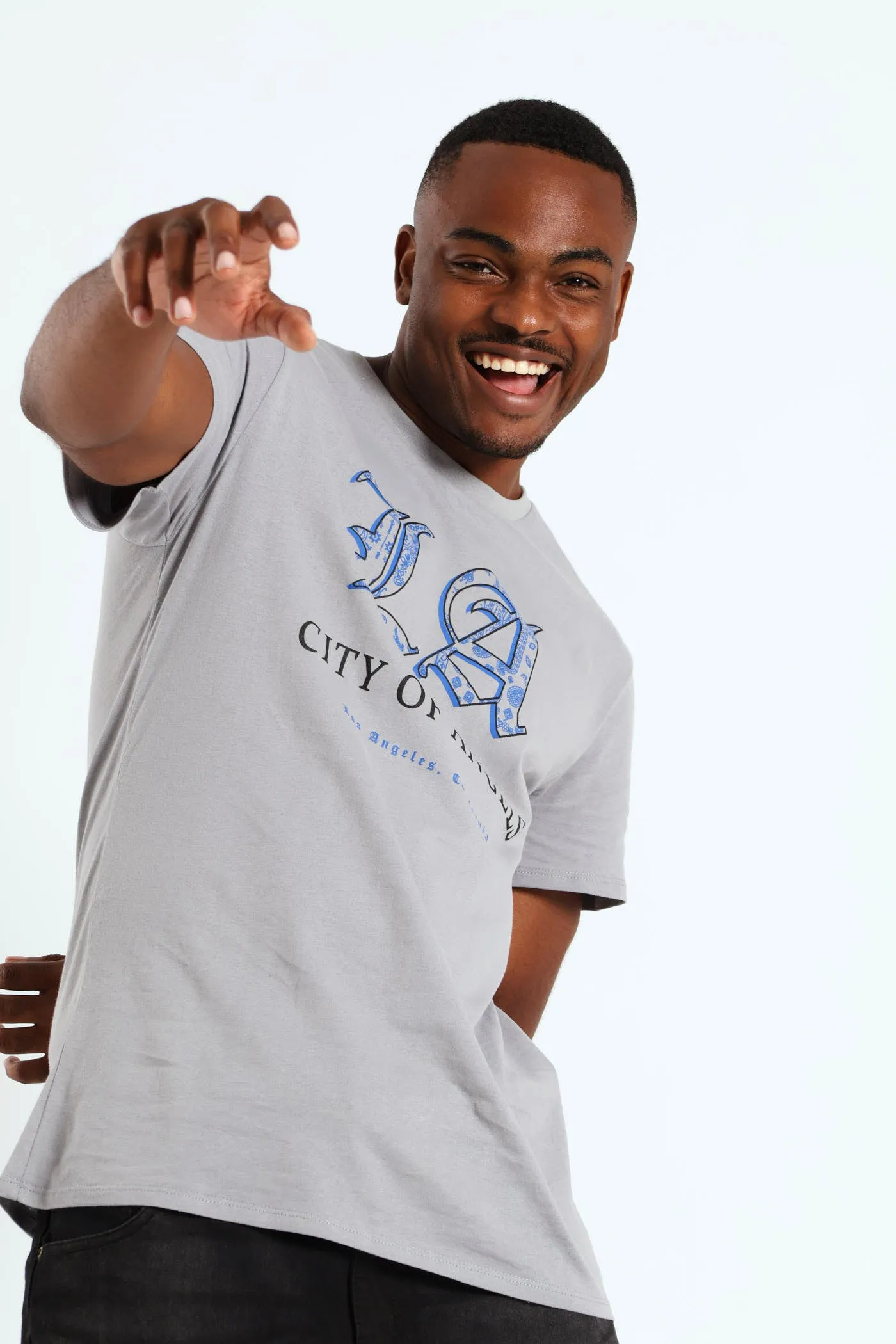 Basic Print Tee - Light Grey sold by Edgars