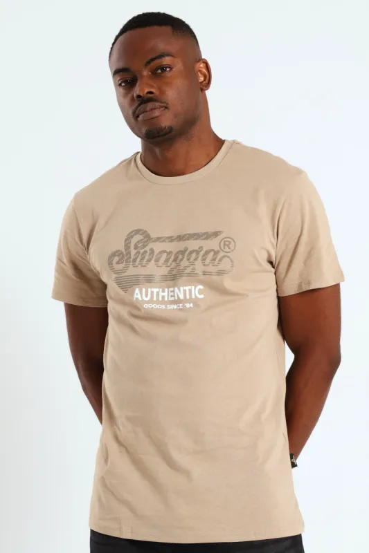 Short Sleeve Basic Print Tee - Stone sold by Edgars