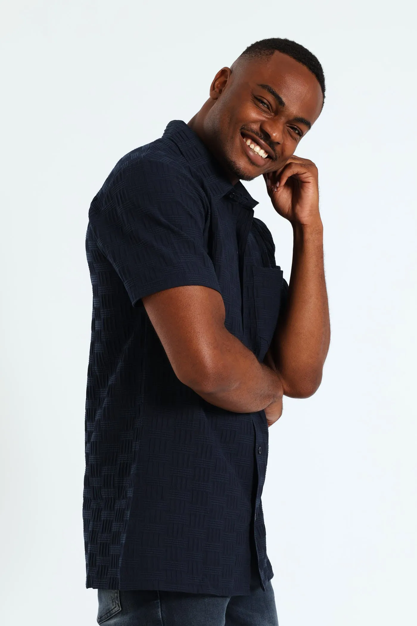 Texture Button Through Shirt - Navy sold by Edgars product image thumbnail 3