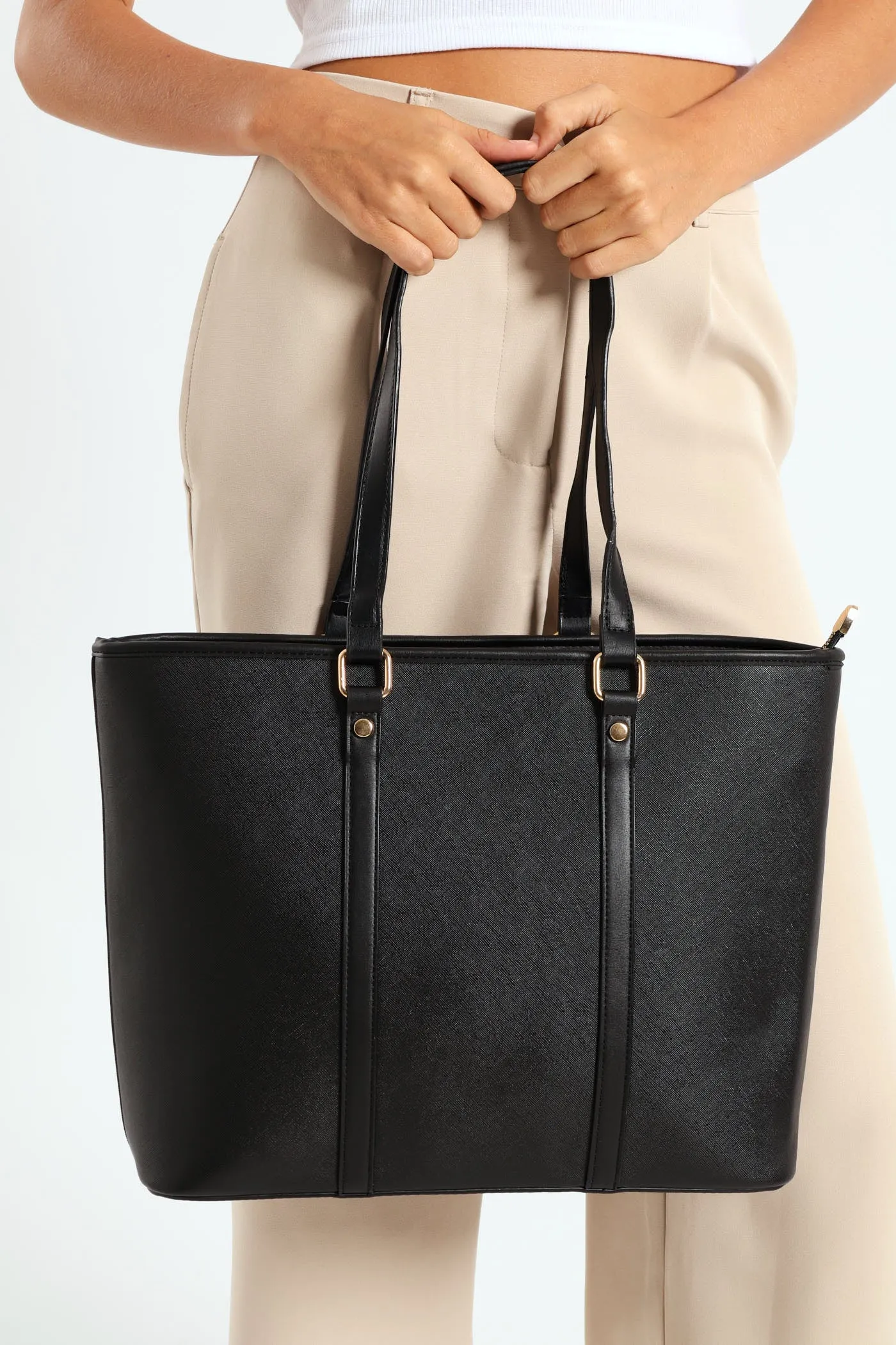 Canvas Shopper - Black sold by Edgars