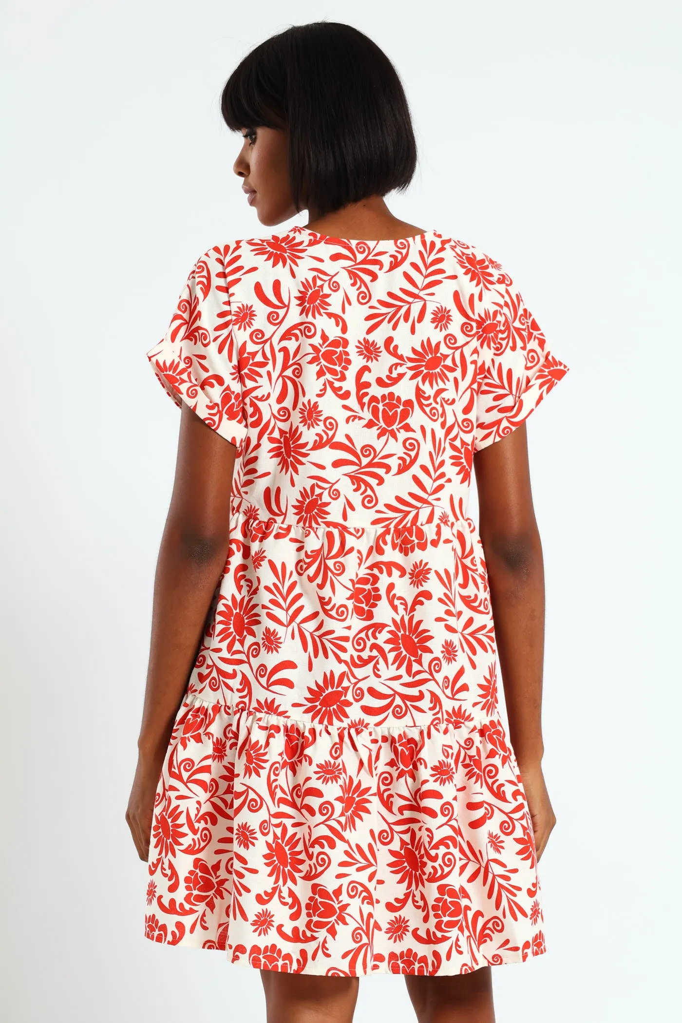 V-Neck Tiered Dress - White/Orange sold by Edgars product image thumbnail 3