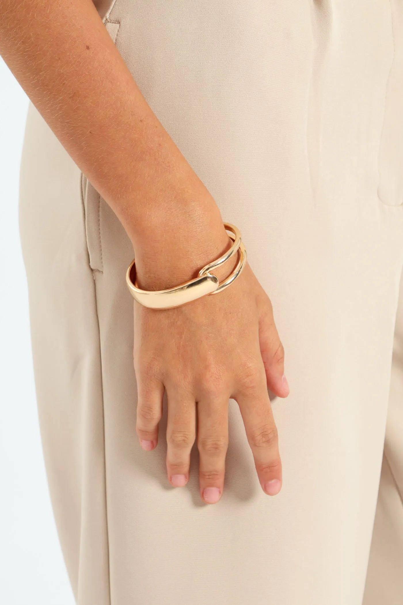Cutout Rounded Cuff Bangle - Gold sold by Edgars