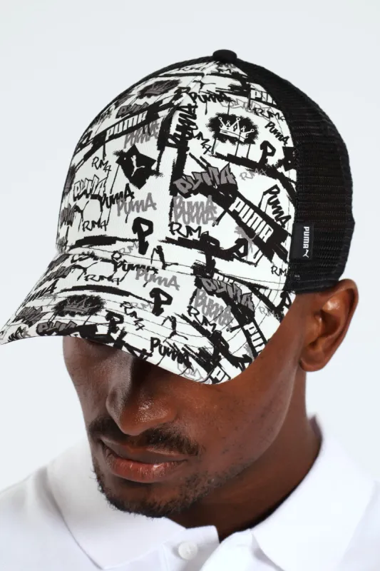 Academy Print Trucker Cap - Black/White sold by Edgars