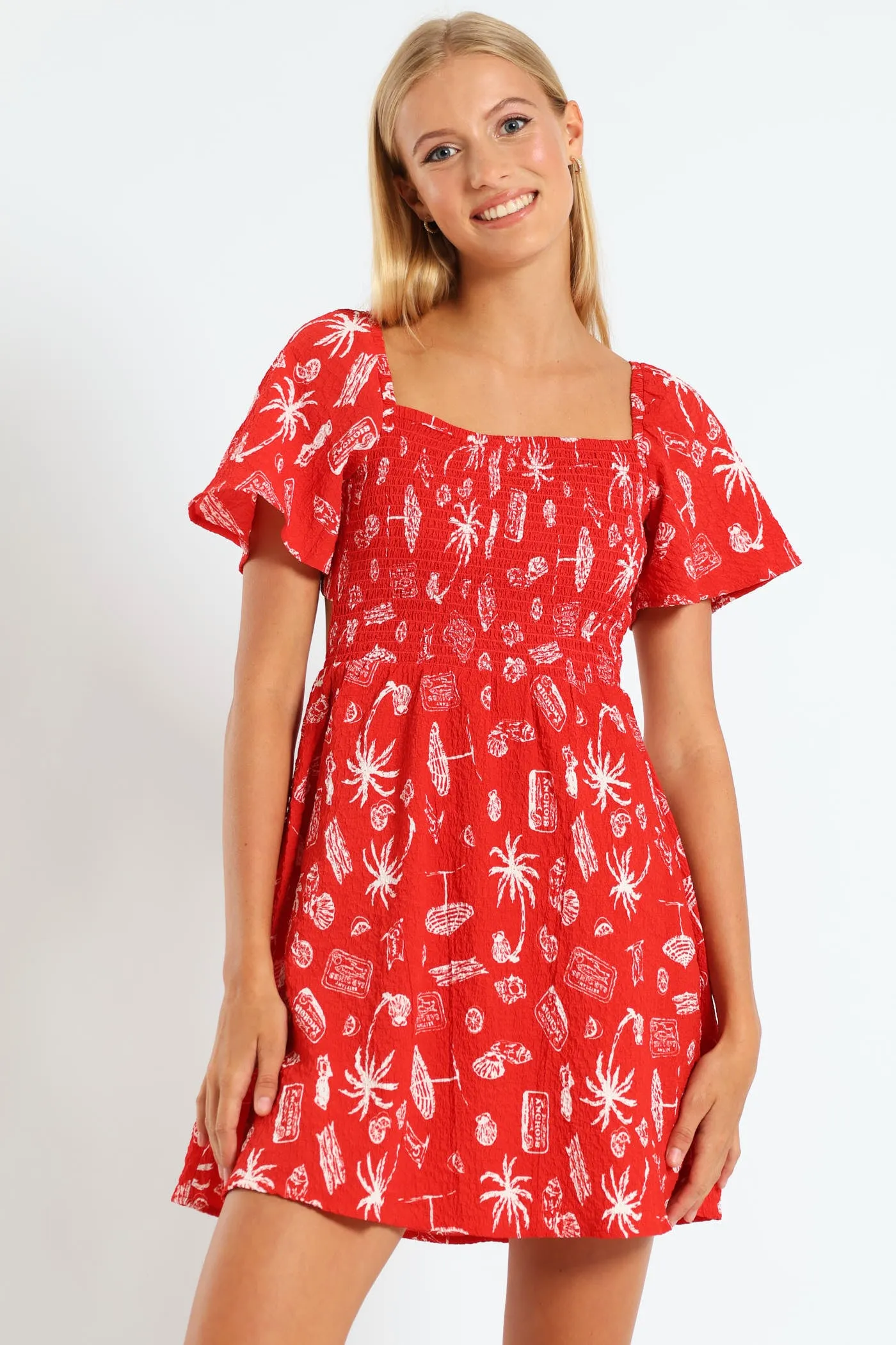 Smock Mini Dress - Red sold by Edgars