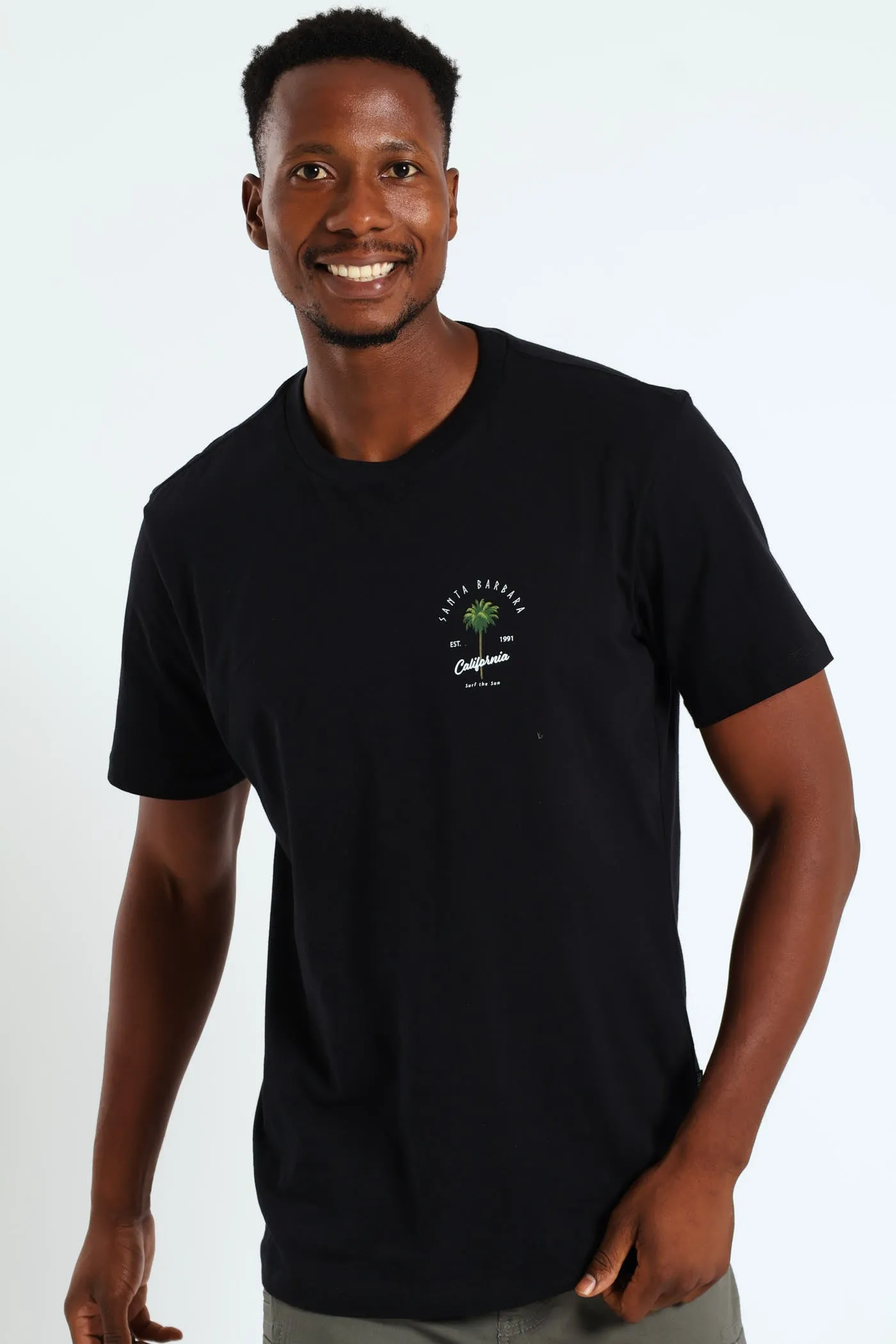 Santa Barbara Front & Back Print Tee - Black sold by Edgars