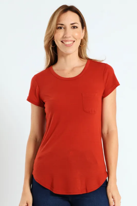 Plain Pocket Tee - Brick sold by Edgars