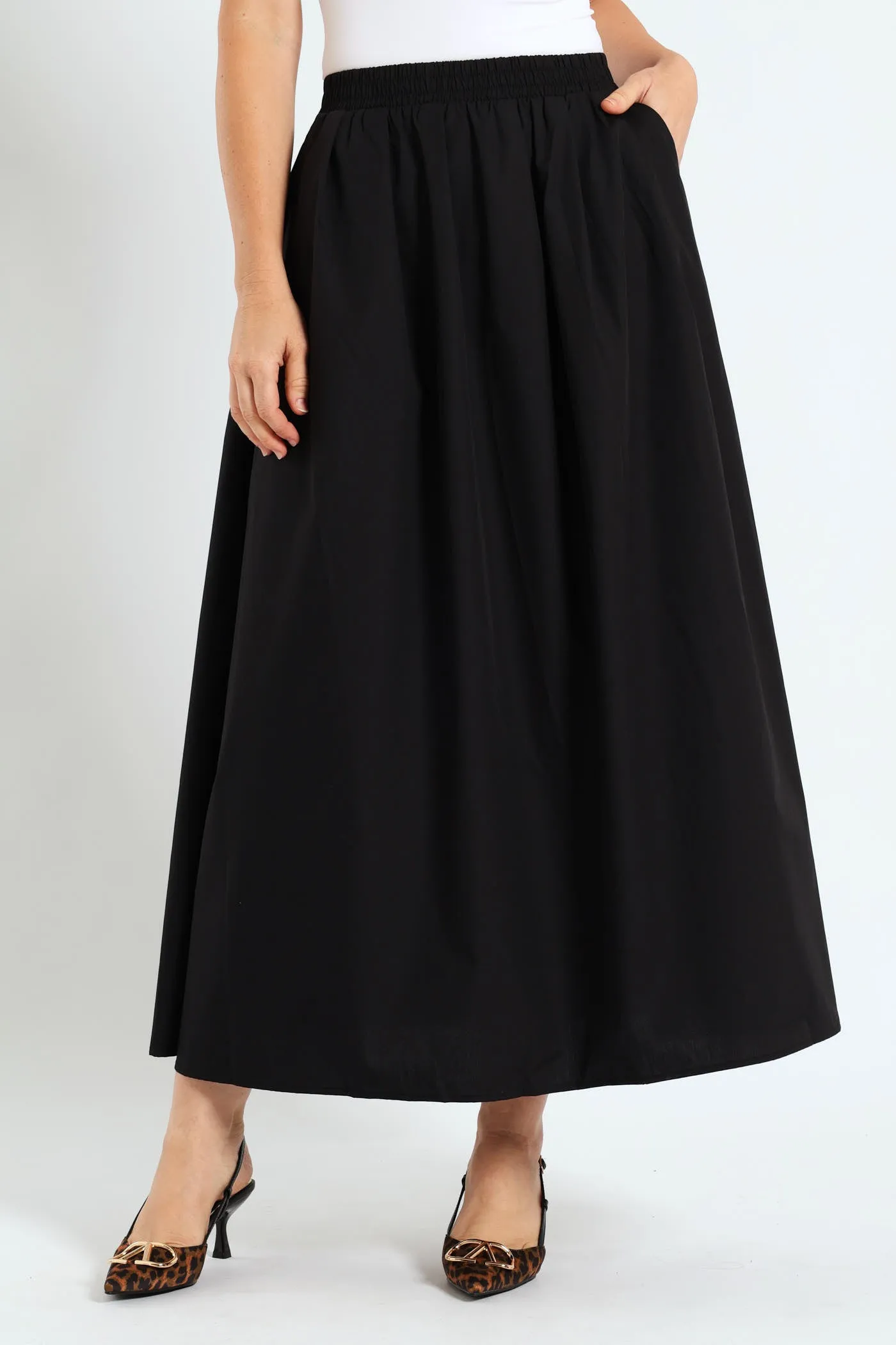 Pull-On Poplin Midi Skirt - Black sold by Edgars product image thumbnail 2