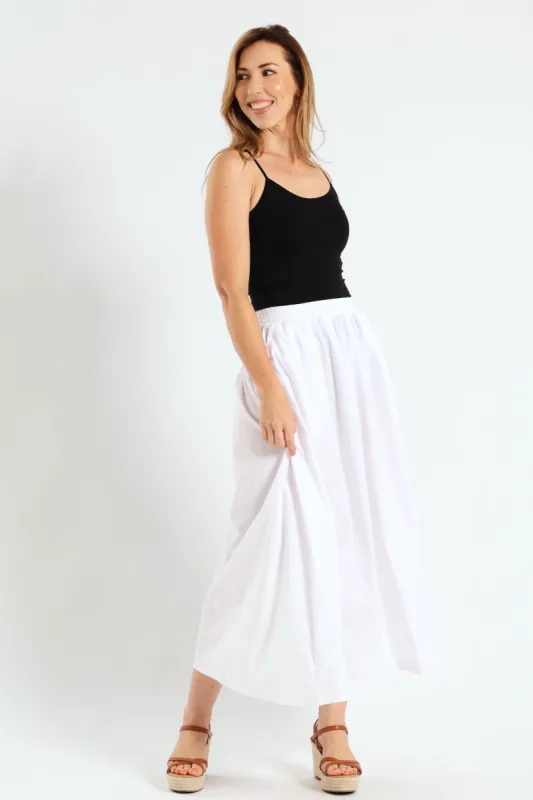 Pull-On Poplin Midi Skirt - White sold by Edgars 