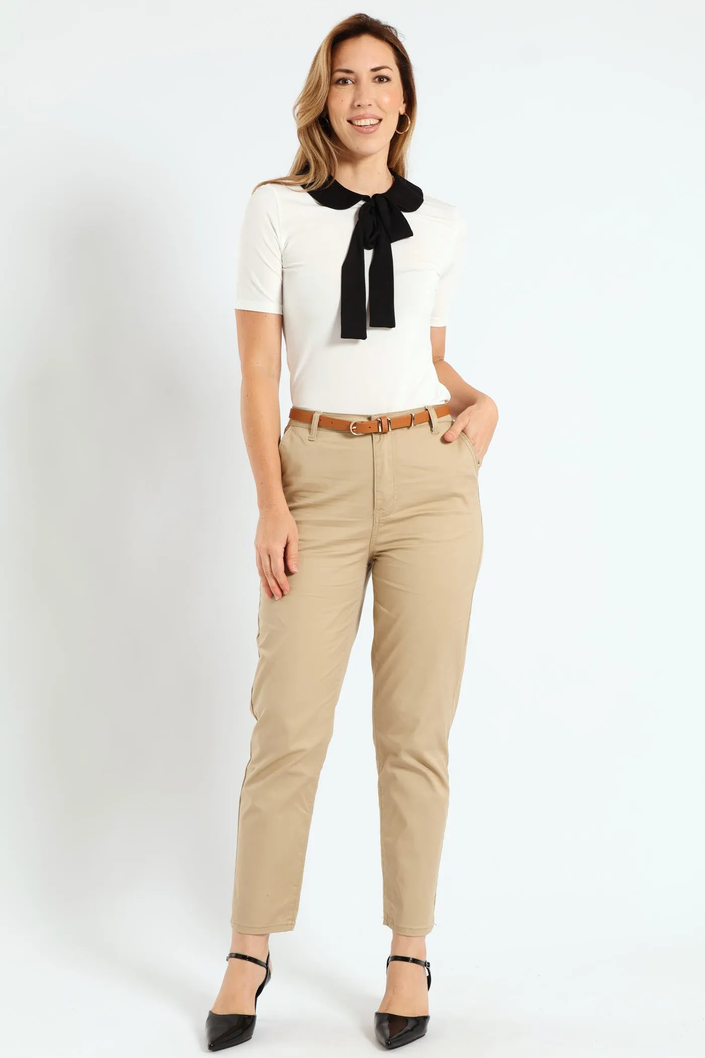 Peter Pan Tie Up Blouse - Cream sold by Edgars