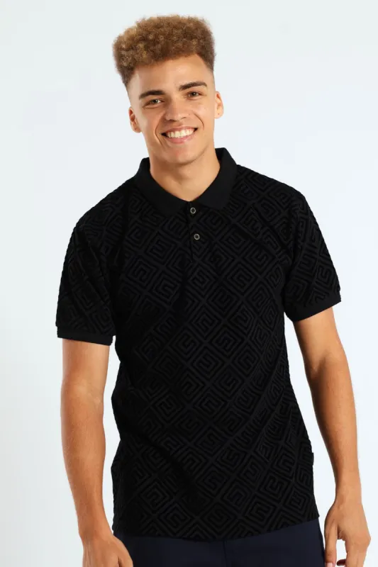 Flocked Collar Golfer - Black sold by Edgars 