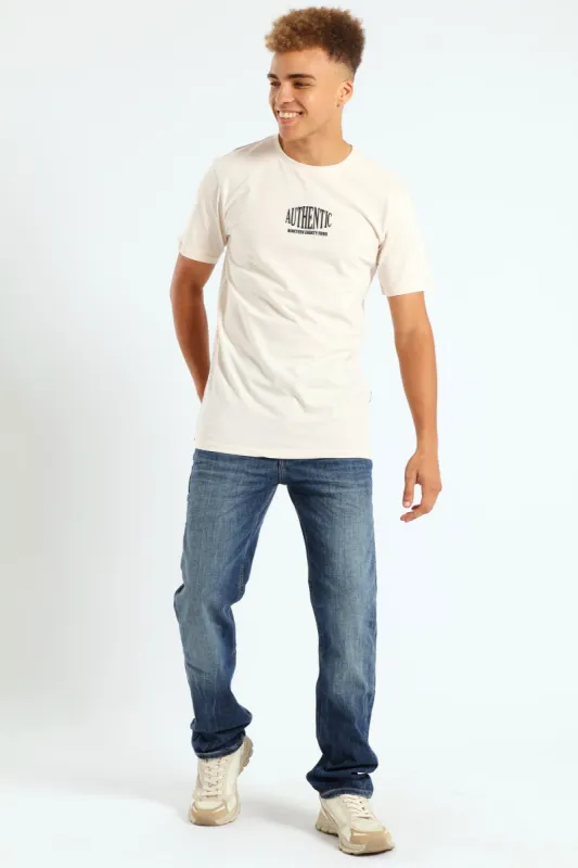 Short Sleeve Logo Tee - Cream sold by Edgars