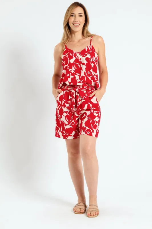 Strappy V-Neck Cami With Piping - Red sold by Edgars