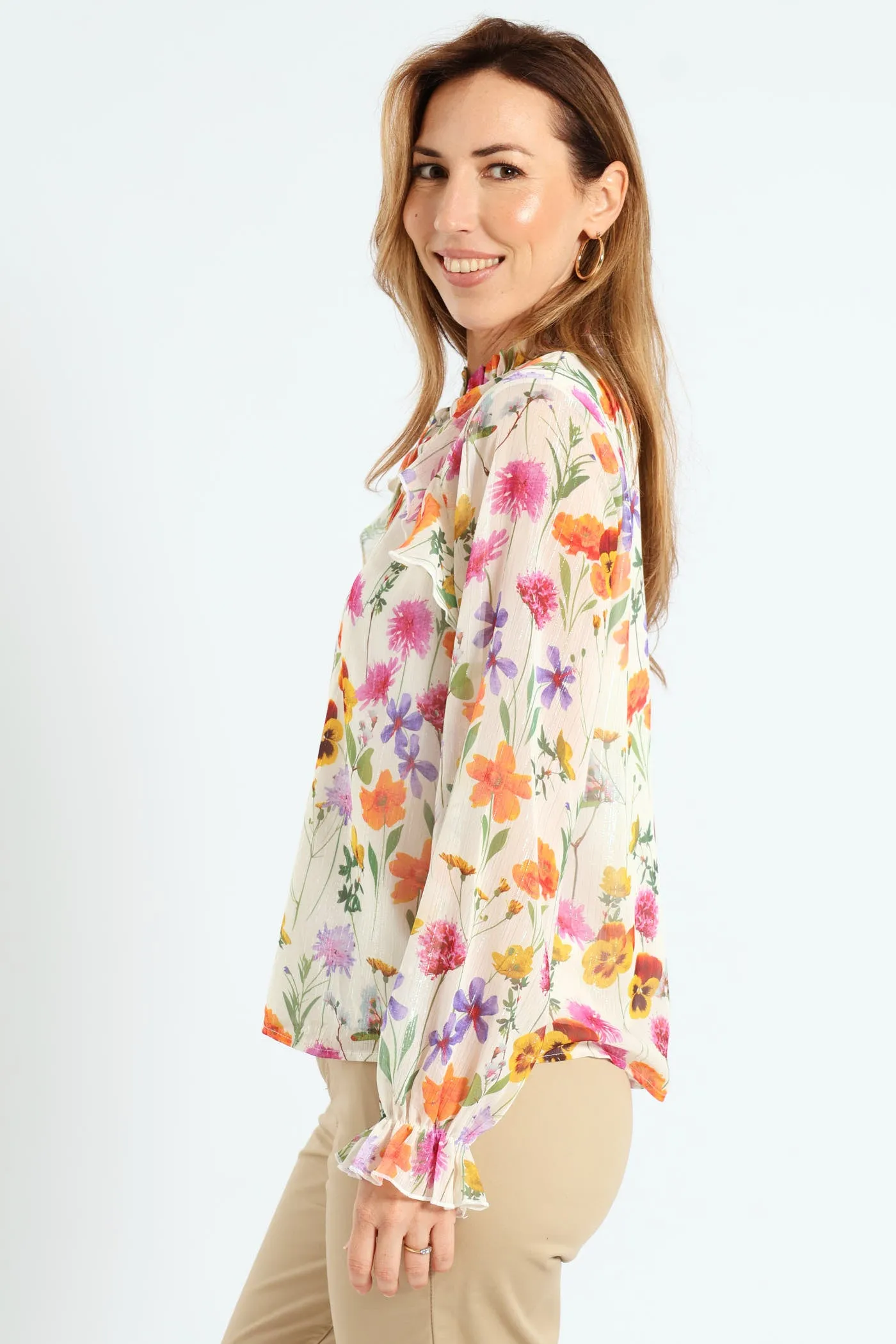 Peasant Tie Up Frill Blouse - Cream sold by Edgars product image thumbnail 3