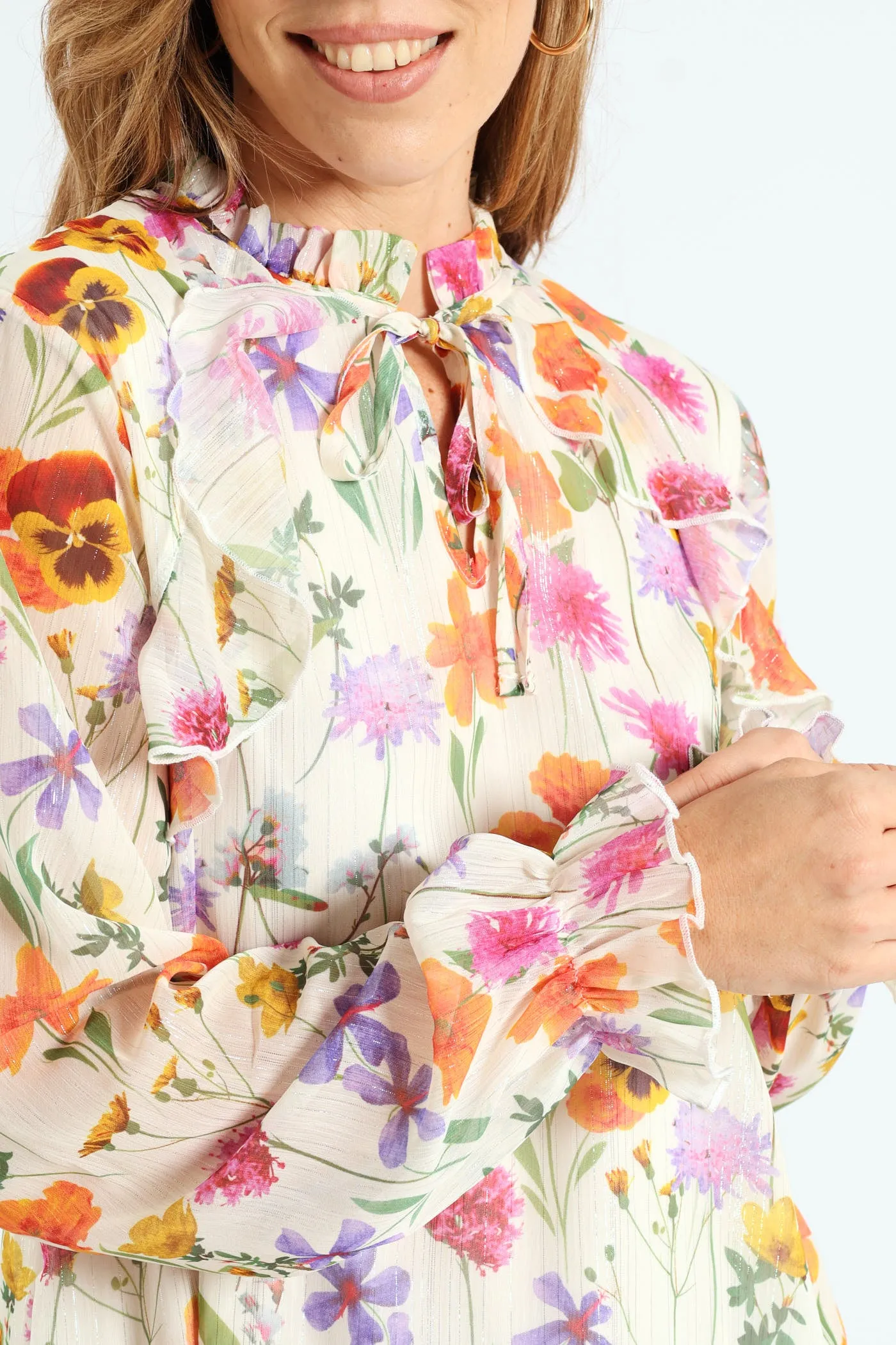 Peasant Tie Up Frill Blouse - Cream sold by Edgars product image thumbnail 2