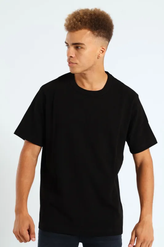 Basic Grid Waffle Tee - Black sold by Edgars