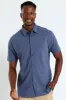 Button Through Mini Waffle Shirt - Dark Blue sold by Edgars