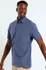 Button Through Mini Waffle Shirt - Dark Blue sold by Edgars