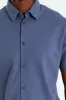 Button Through Mini Waffle Shirt - Dark Blue sold by Edgars