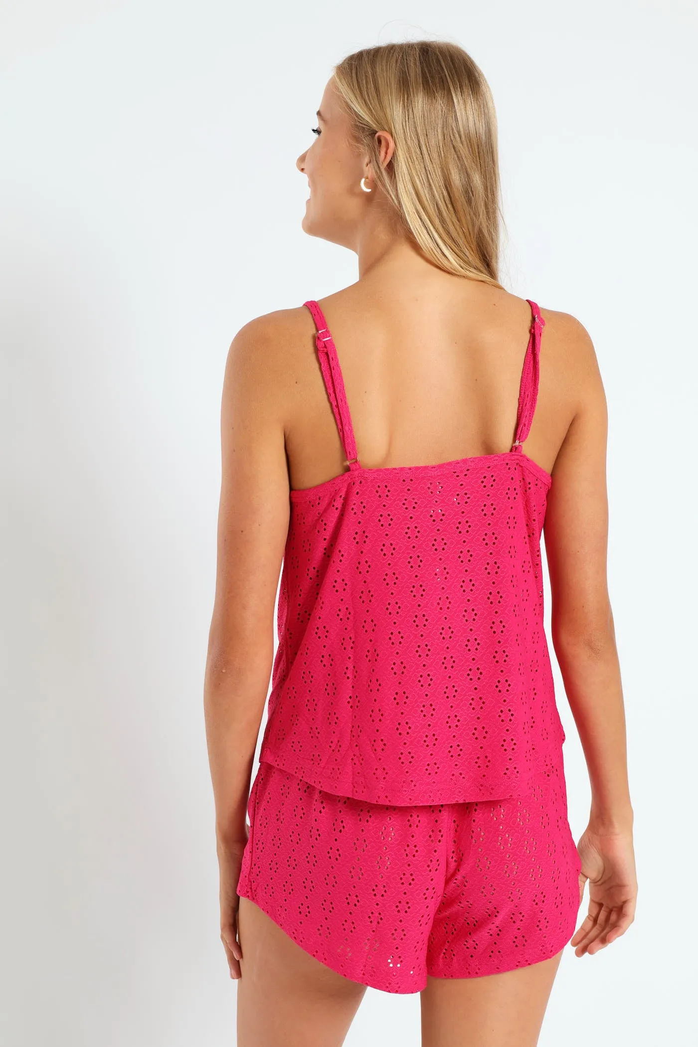 Anglaise Knit Cami & Short Set - Cerise sold by Edgars product image thumbnail 3