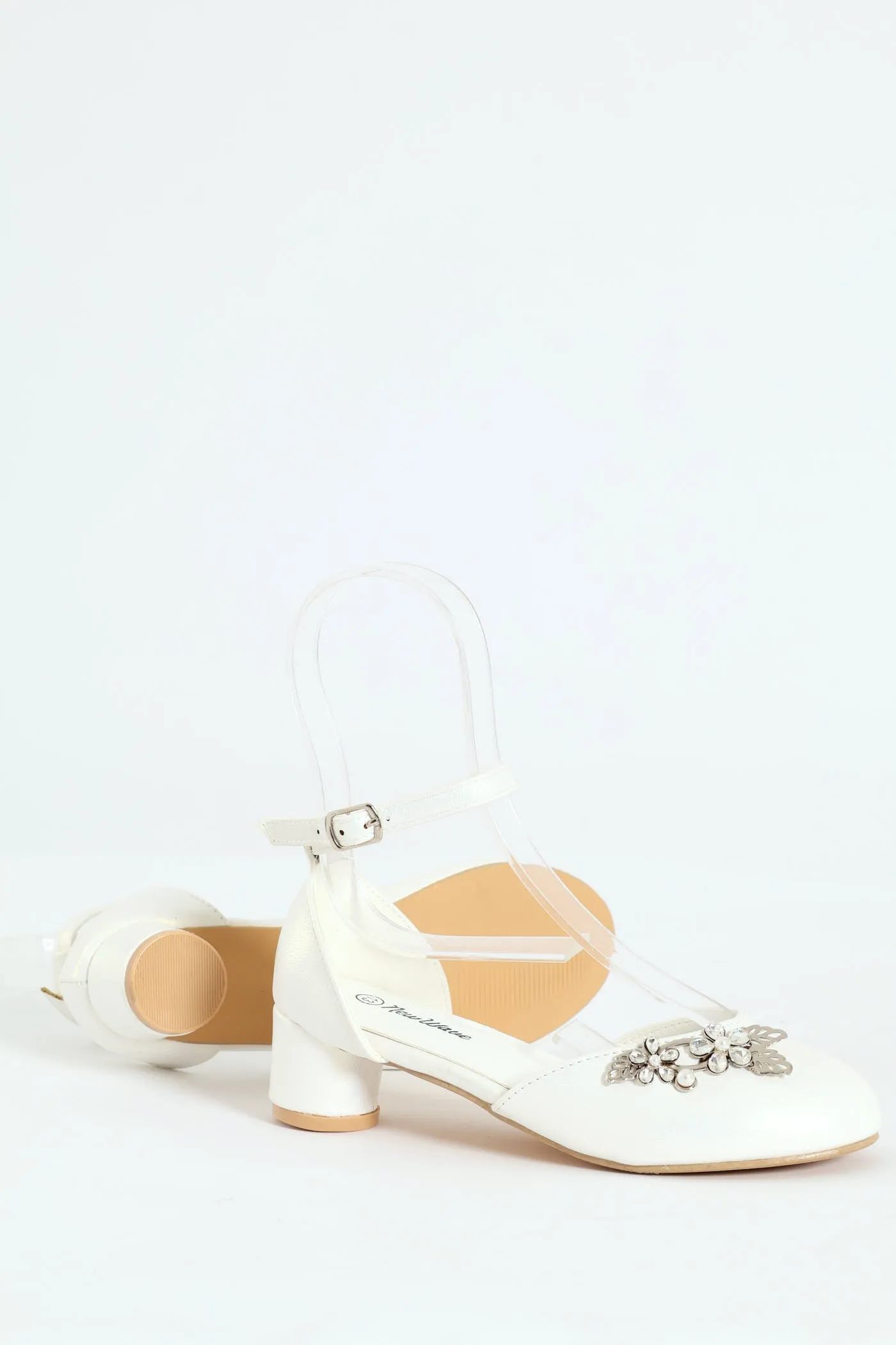 Girls Pearl Trim Heel - White sold by Edgars product image thumbnail 4