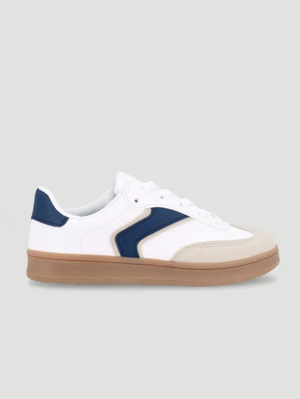 Boys Gumsole Sneaker - White/Blue sold by Edgars