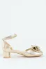 Girls Crinkle Bow Heeled Sandal - Gold sold by Edgars 