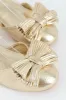 Girls Crinkle Bow Heeled Sandal - Gold sold by Edgars 
