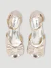 Girls Crinkle Bow Heeled Sandal - Gold sold by Edgars 