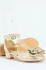 Girls Crinkle Bow Heeled Sandal - Gold sold by Edgars 